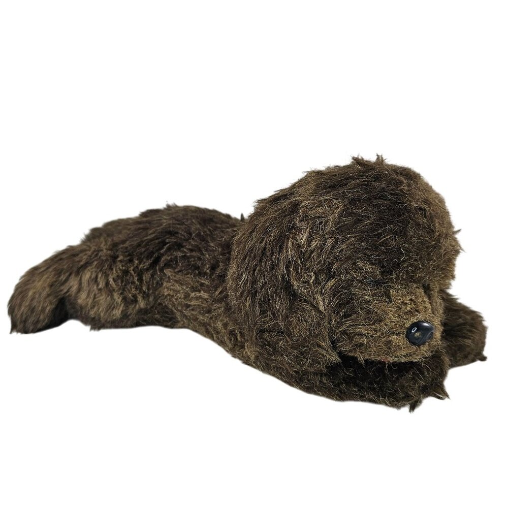 Vintage Hermann Teddy Original Plush Dog With Red Collar Brown Stuffed Animal